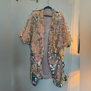 I Heart Raves pink mermaid sequin kimono one size
